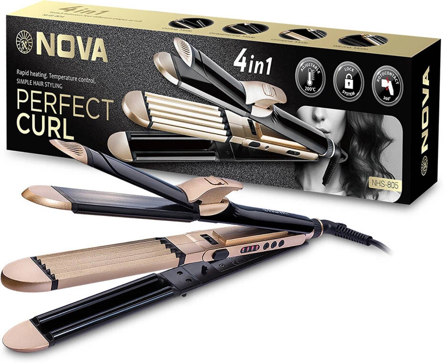 NOVA Keratin 4in1 Hair Styler- Curler,Crimper & Wavy NHS 805 Hair