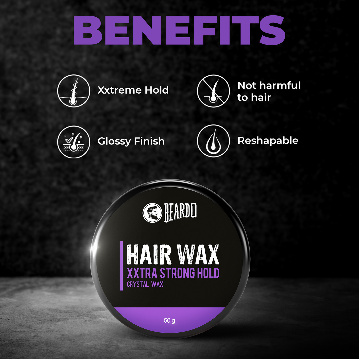 Image of BEARDO Strong Hold Crystal Gel Wax & XXTRA STRONGHOLD | Glossy Finish (Set of 2) Hair Wax