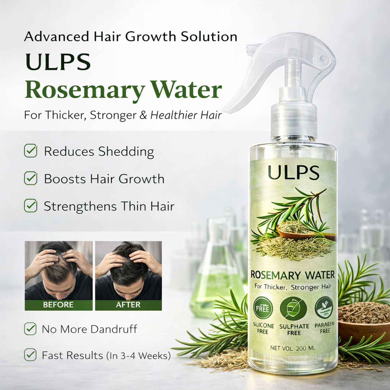 Image of Mornlix U-ALPS Ayurvedic Rosemary Water Spray for Hair Growth and Thickness