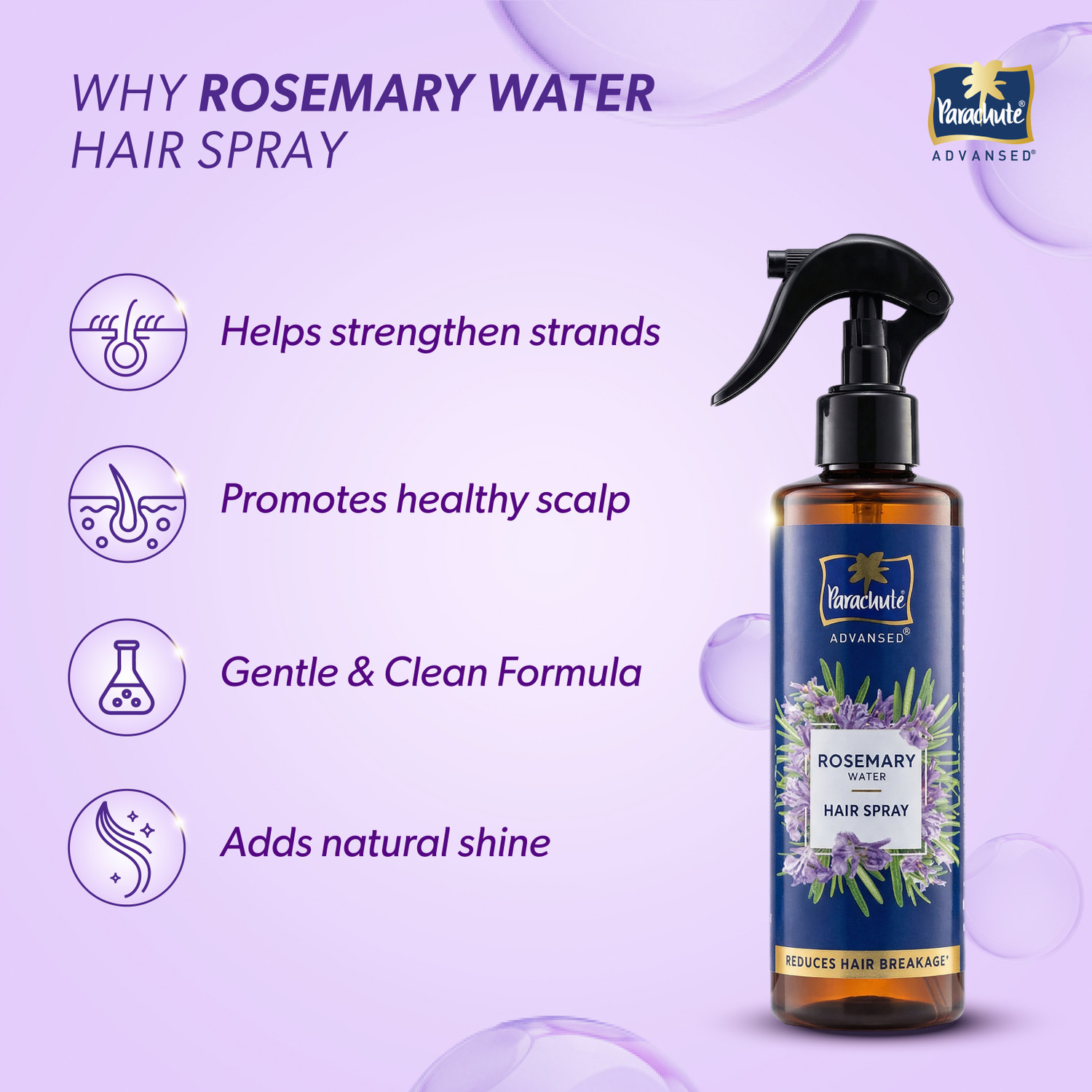 Image of Parachute Advansed Rosemary Water Hair Spray | Reduces Hair Breakage* | NonSticky Formula Hair Spray