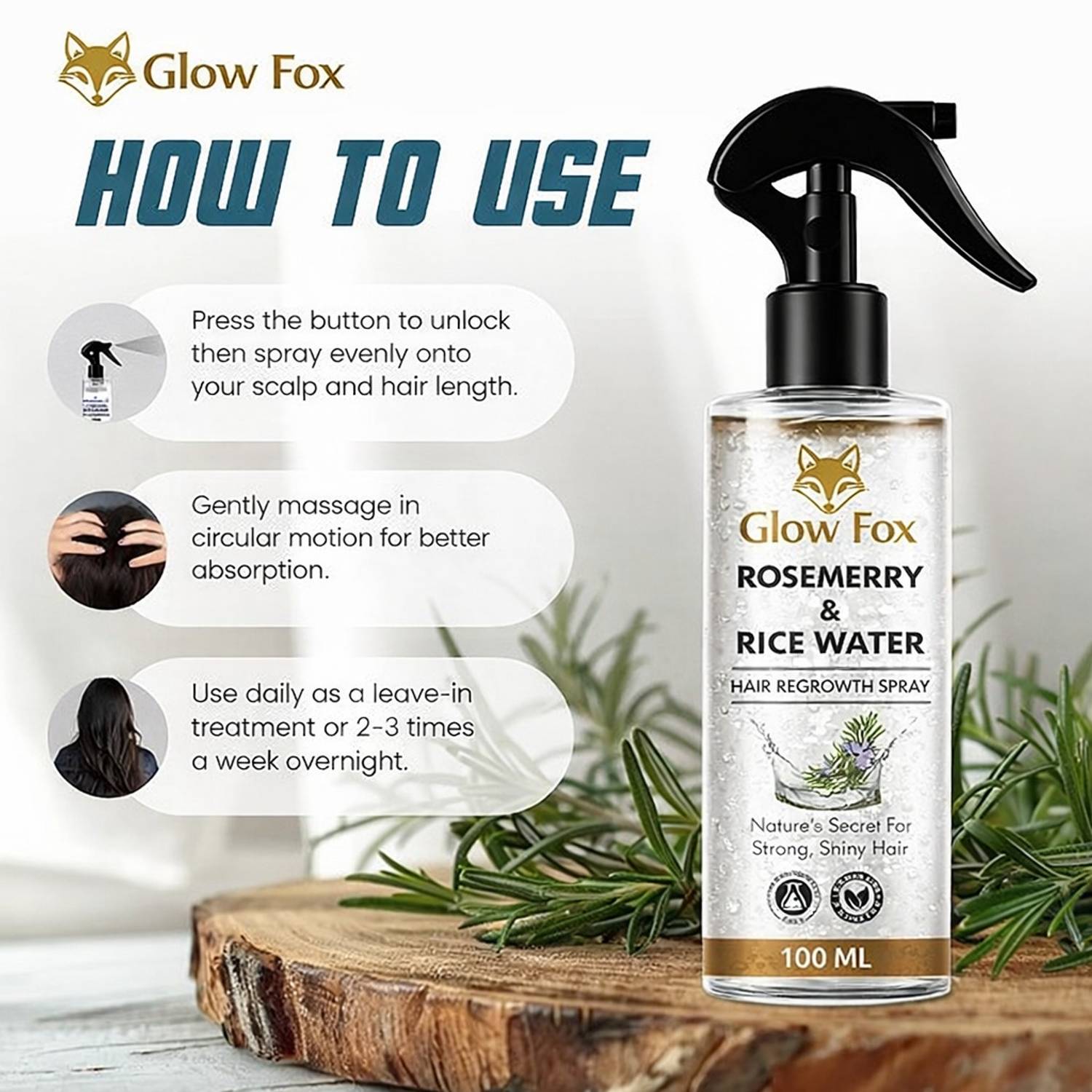 Glow Fox Rosemary Hair Growth Spray - Image 2