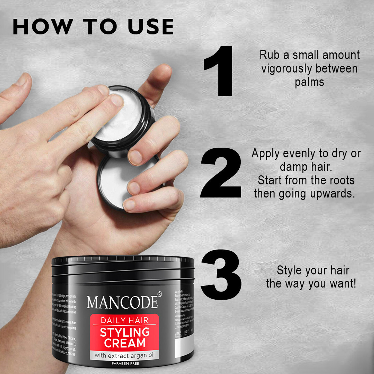 Image of MANCODE Daily Styling for men, Enriched with Argan Oil, Hair Cream