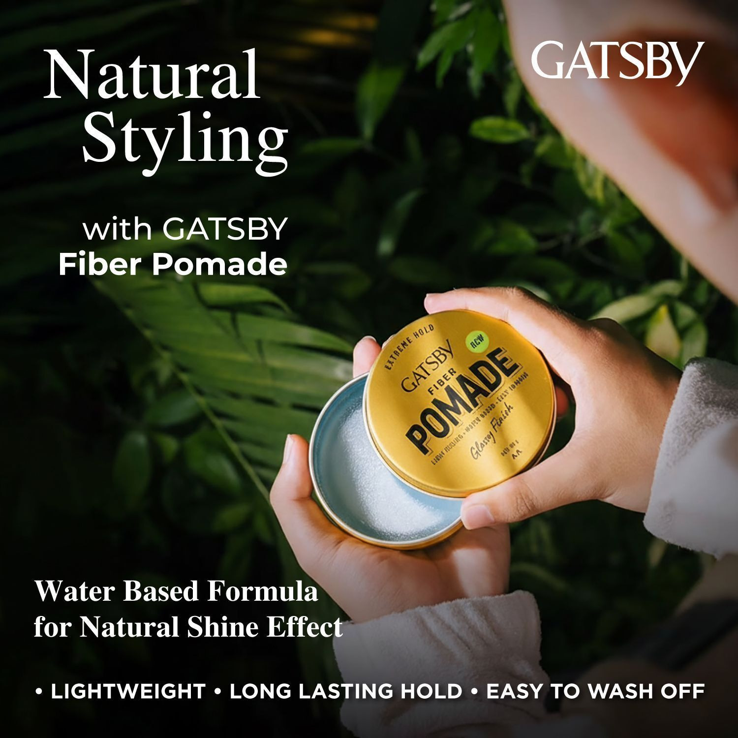 Image of GATSBY Japan's No.1 Fiber Pomade | Glossy Finish | Hair Styling Gel |Light & Non Sticky Hair Gel