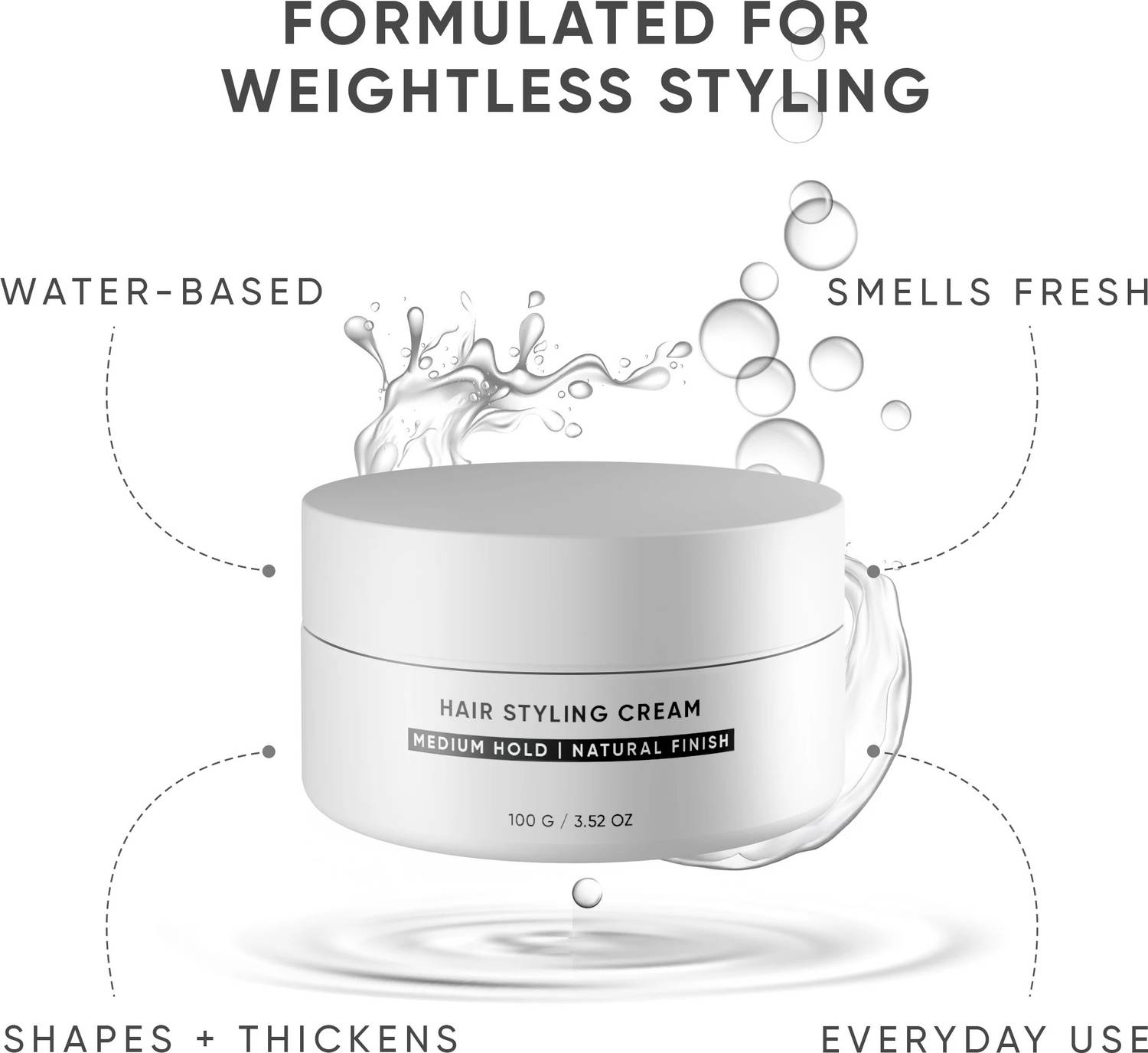 Dasher Hair Styling Cream For Men, Medium Hold, Biotin - Image 4