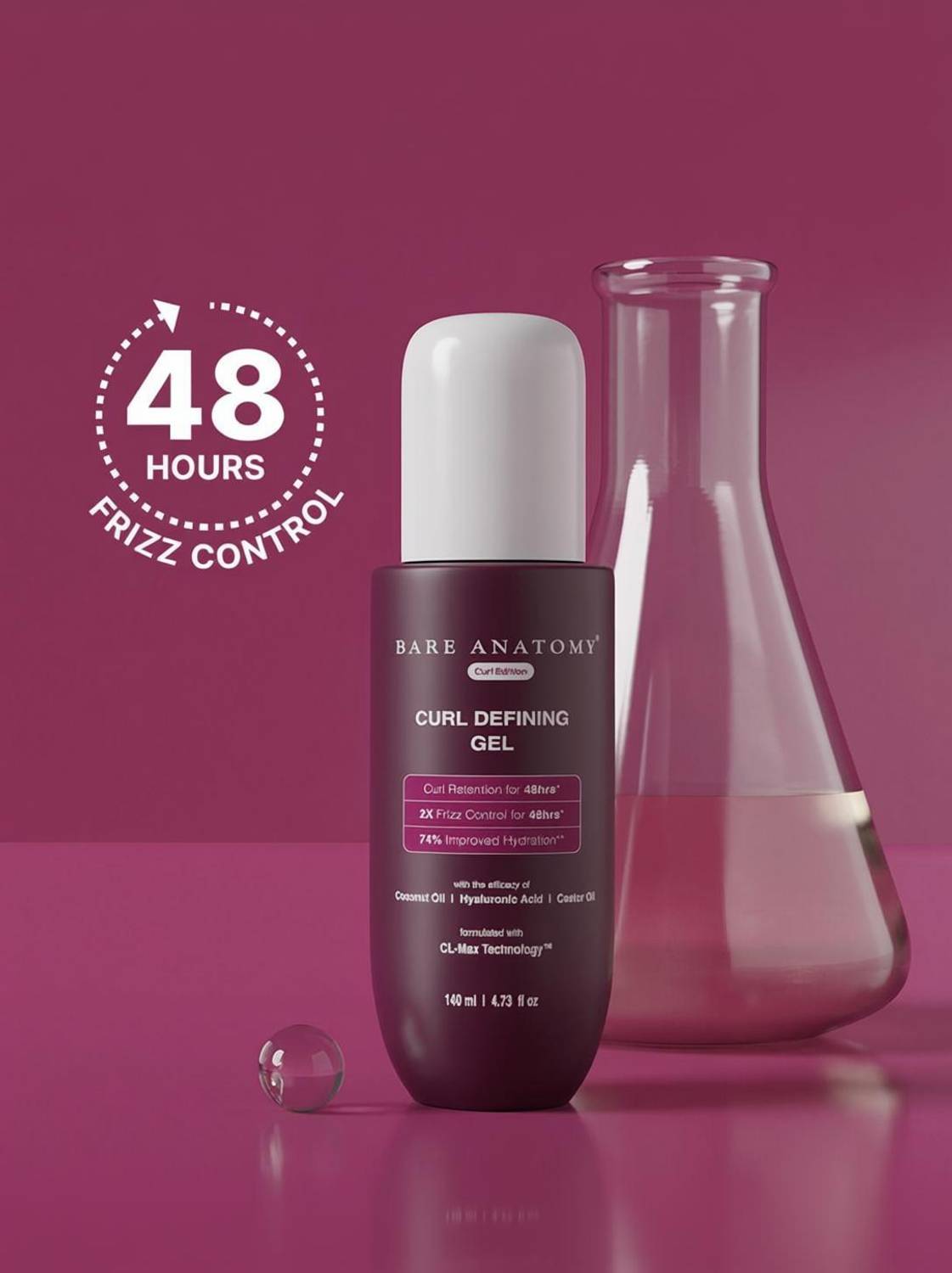BARE ANATOMY Curl Defining Gel - For Shiny Curls | Curl Retention & 2X Frizz Protection Hair Gel