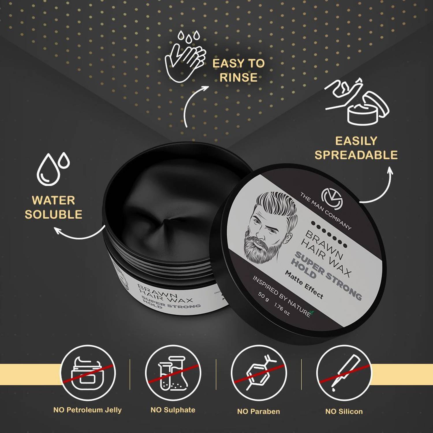 THE MAN COMPANY Brawn Hair Wax - Almond & Argan Oil 50g - Image 2
