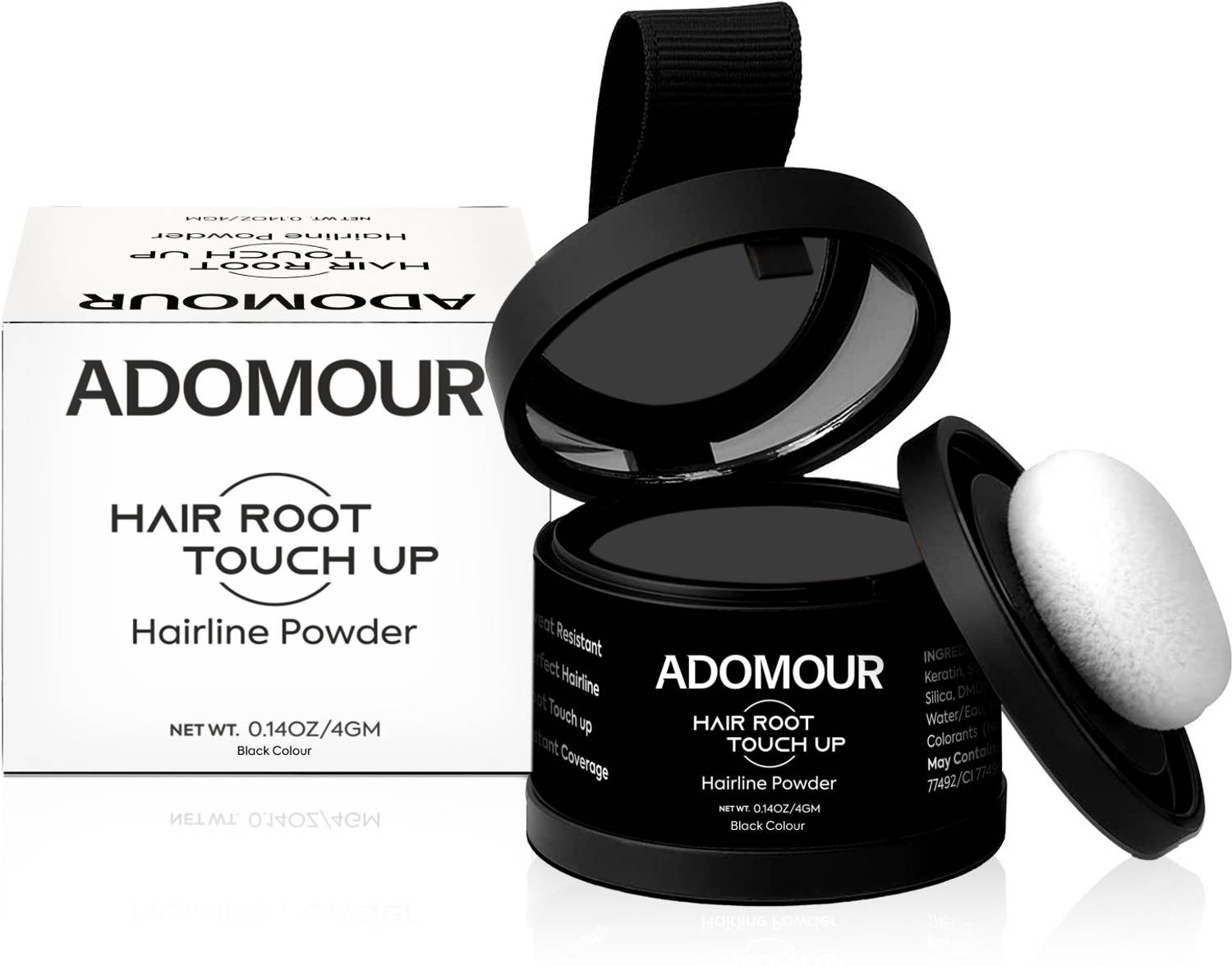 ADOMOUR Hair Root Touch Up Powder, Instant Grey Hair Root Cover Up, Hairline Powder Hair Powder