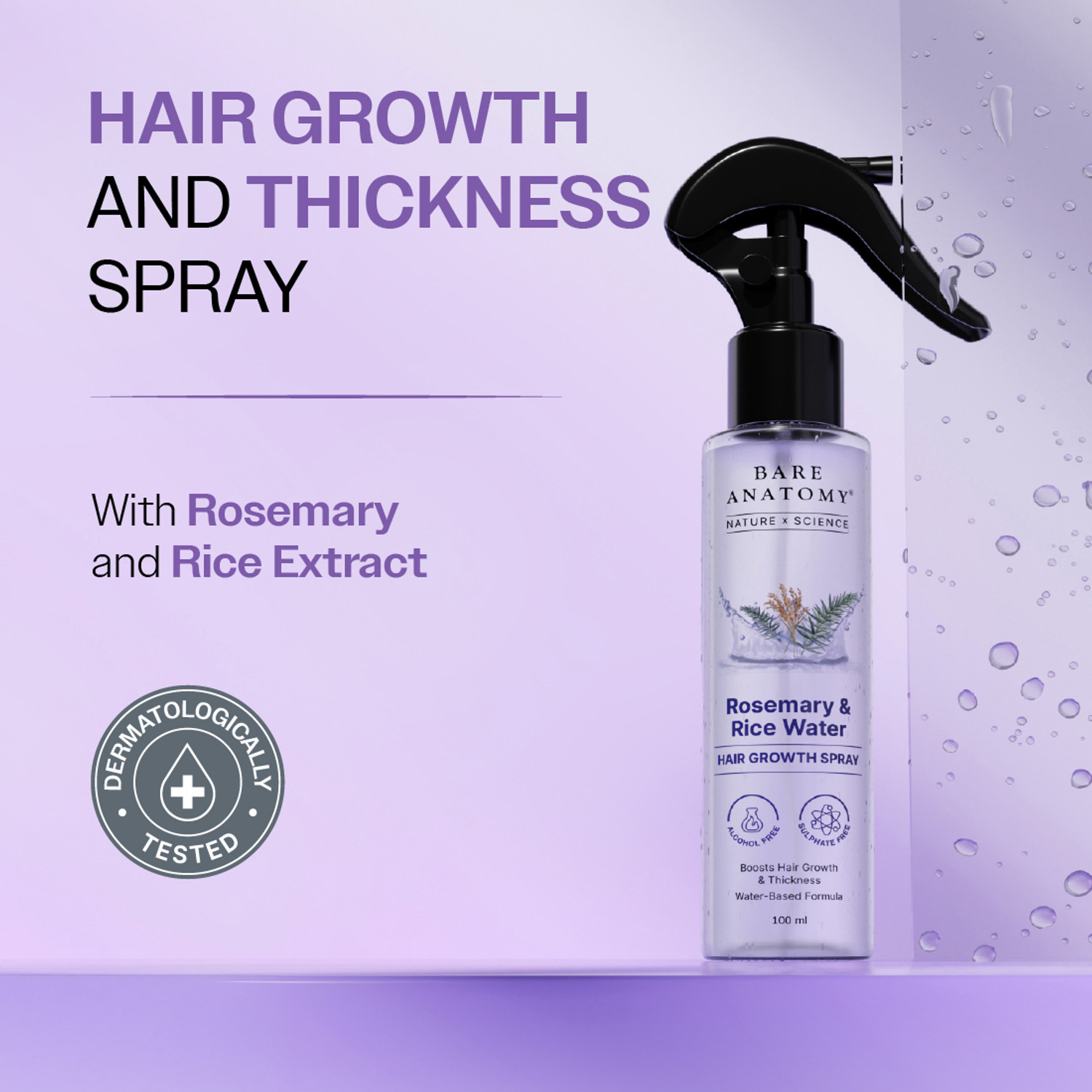 Image of BARE ANATOMY Rosemary Hair Growth Water Spray for fuller, thicker hair, Natural Hair Spray Hair Spray