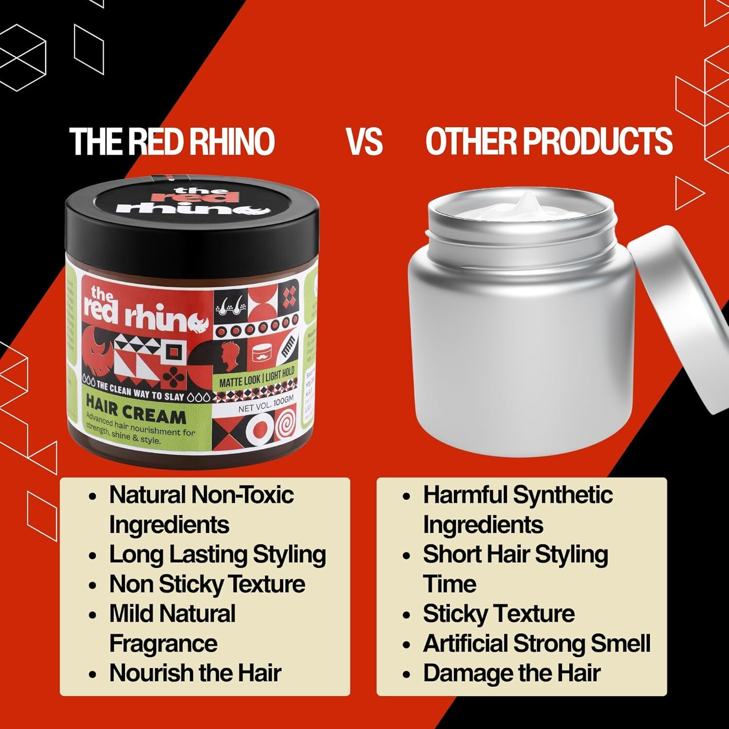 Image of The Red Rhino Hair Cream | Matte Finish & Light Hold | Non-Greasy | 100% Non-Toxic Hair Clay