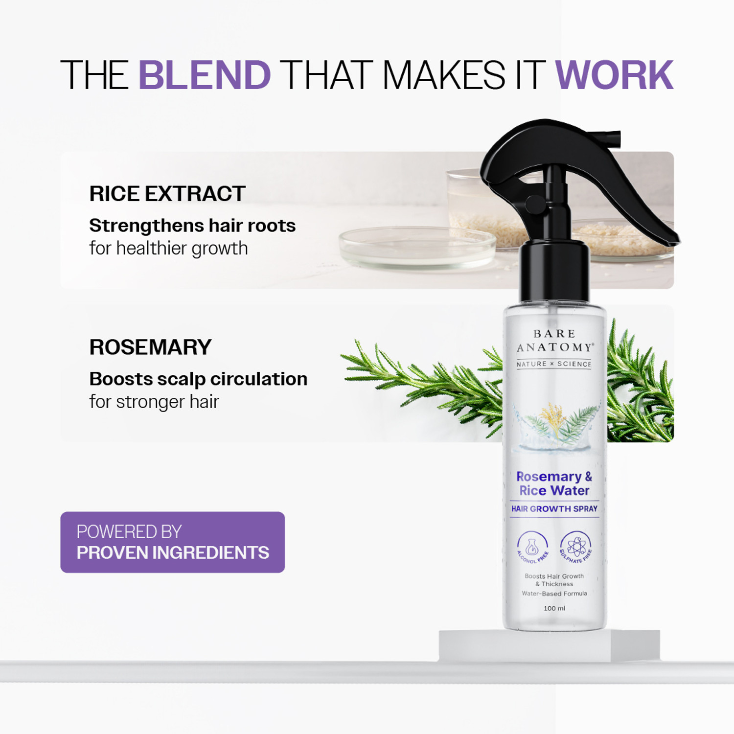 Image of BARE ANATOMY Rosemary Hair Growth Water Spray for fuller, thicker hair, Natural Hair Spray Hair Spray