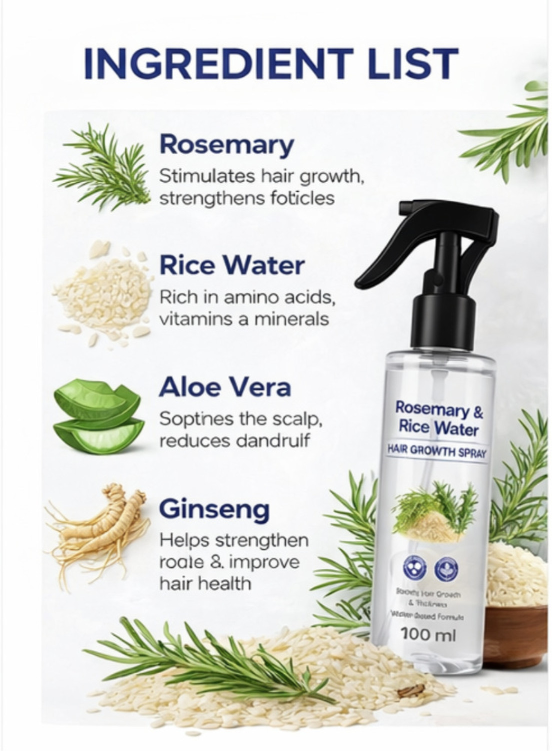 Image of YeoJi ROS Rice Water Hair Growth Spray for Strong Roots & Hair Care Hair Spray