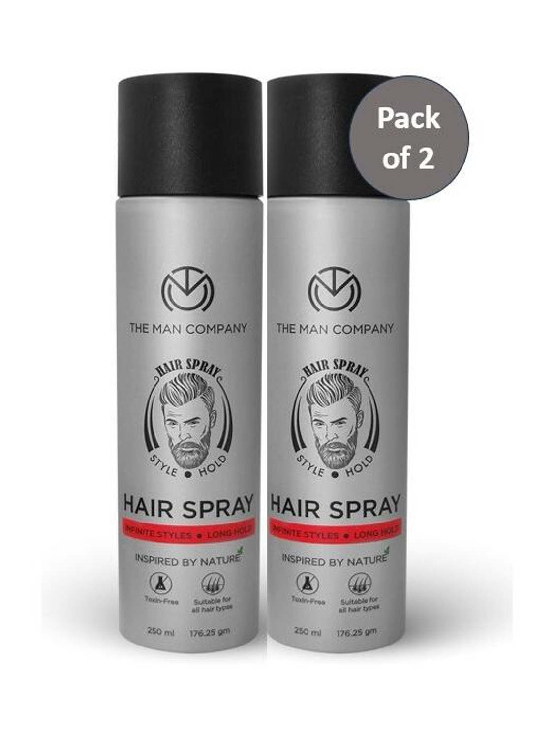 Image of THE MAN COMPANY Long Lasting | Strong Hold | Matte Look | Toxin Free Hair Spray Pack of 2 Hair Spray