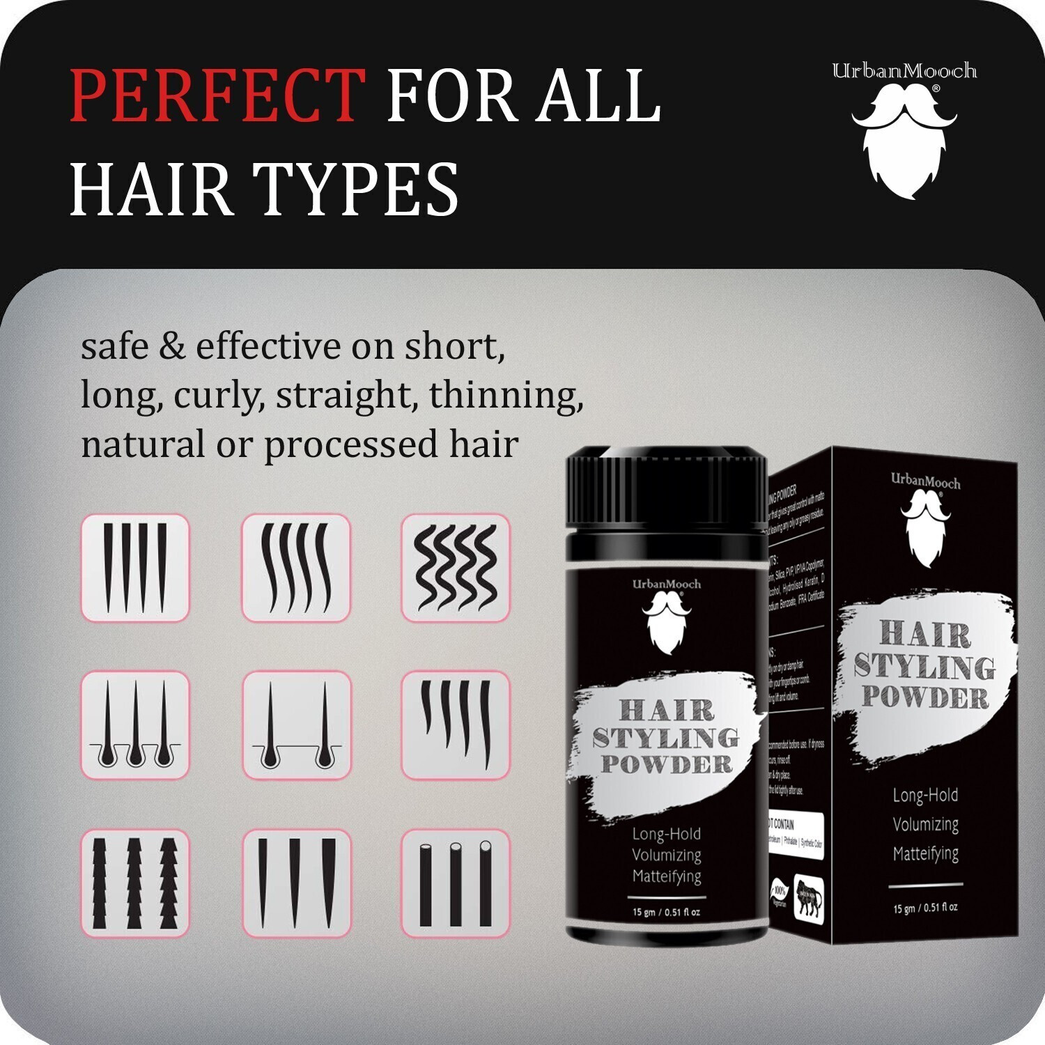 Image of UrbanMooch Hair Volumizing Powder Wax strong hold | Matte Finish | Hair Styling Powder Hair Styler (15 g)
