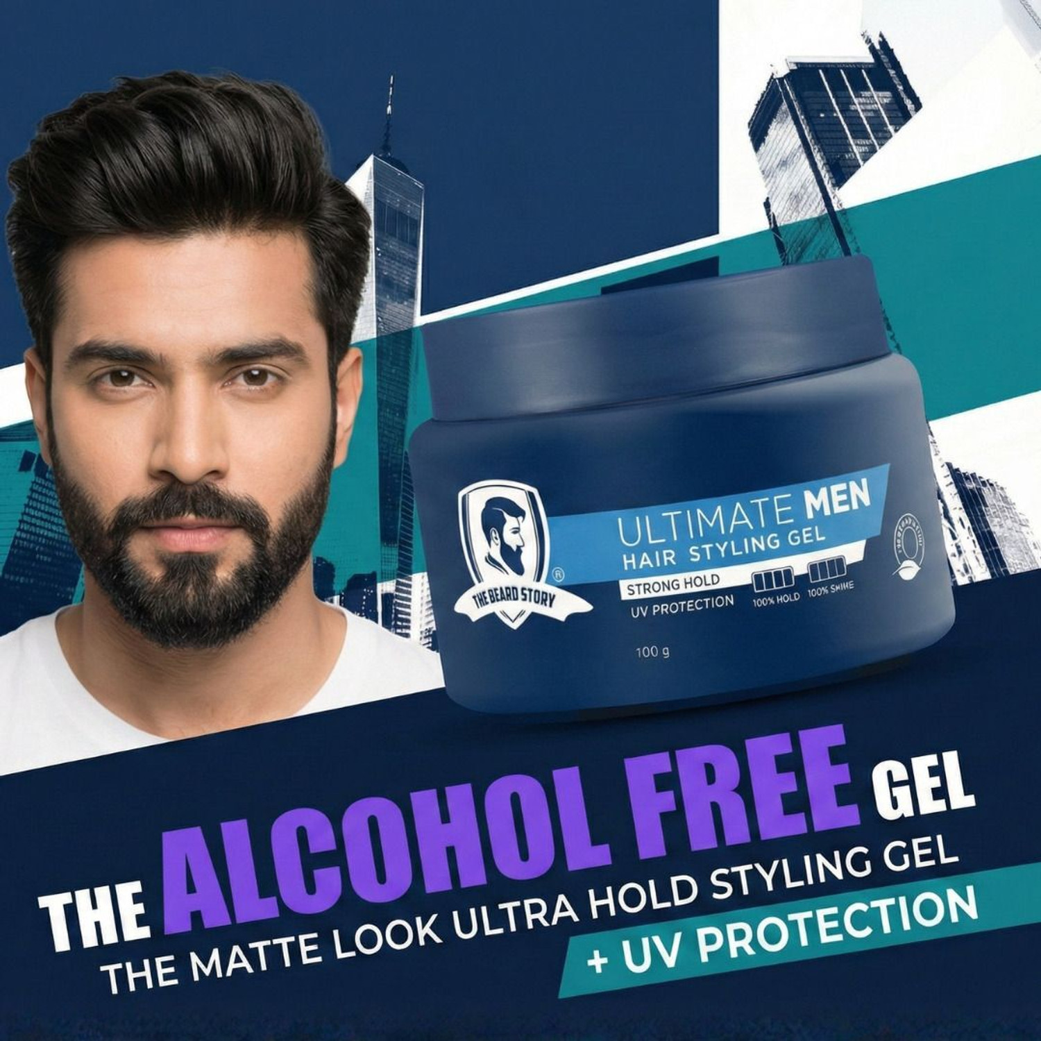 Image of THE BEARD STORY Hair Styling Gel, Uv Protect, Strengthens, Smooth & Shiny, Strong Hold Hair Gel