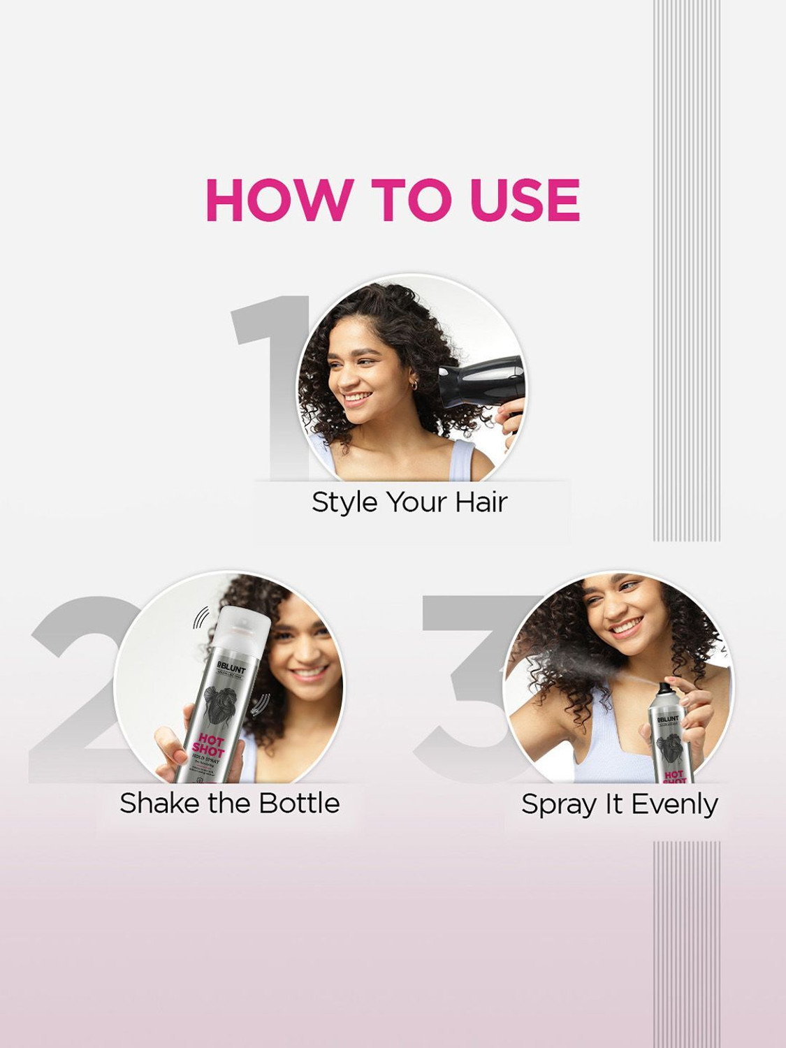Image of BBlunt Hot Shot Hold Spray for Instant & Firm Hold - 300 ml Hair Spray