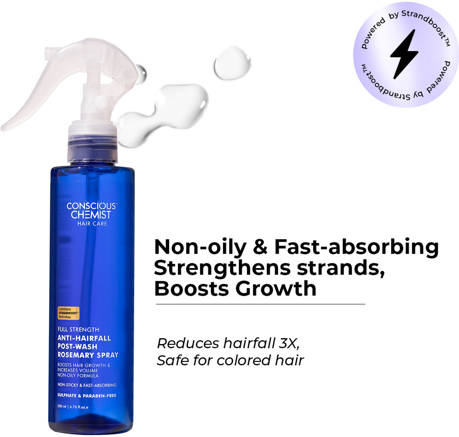 Image of Conscious Chemist Full Strength Anti-Hairfall Rosemary Spray | With Rosemary & Yeast Extract Hair Spray