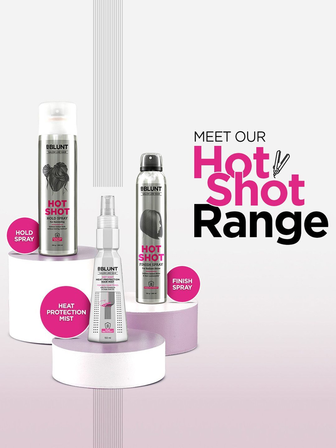 Image of BBlunt Hot Shot Hold Spray for Instant & Firm Hold - 300 ml Hair Spray