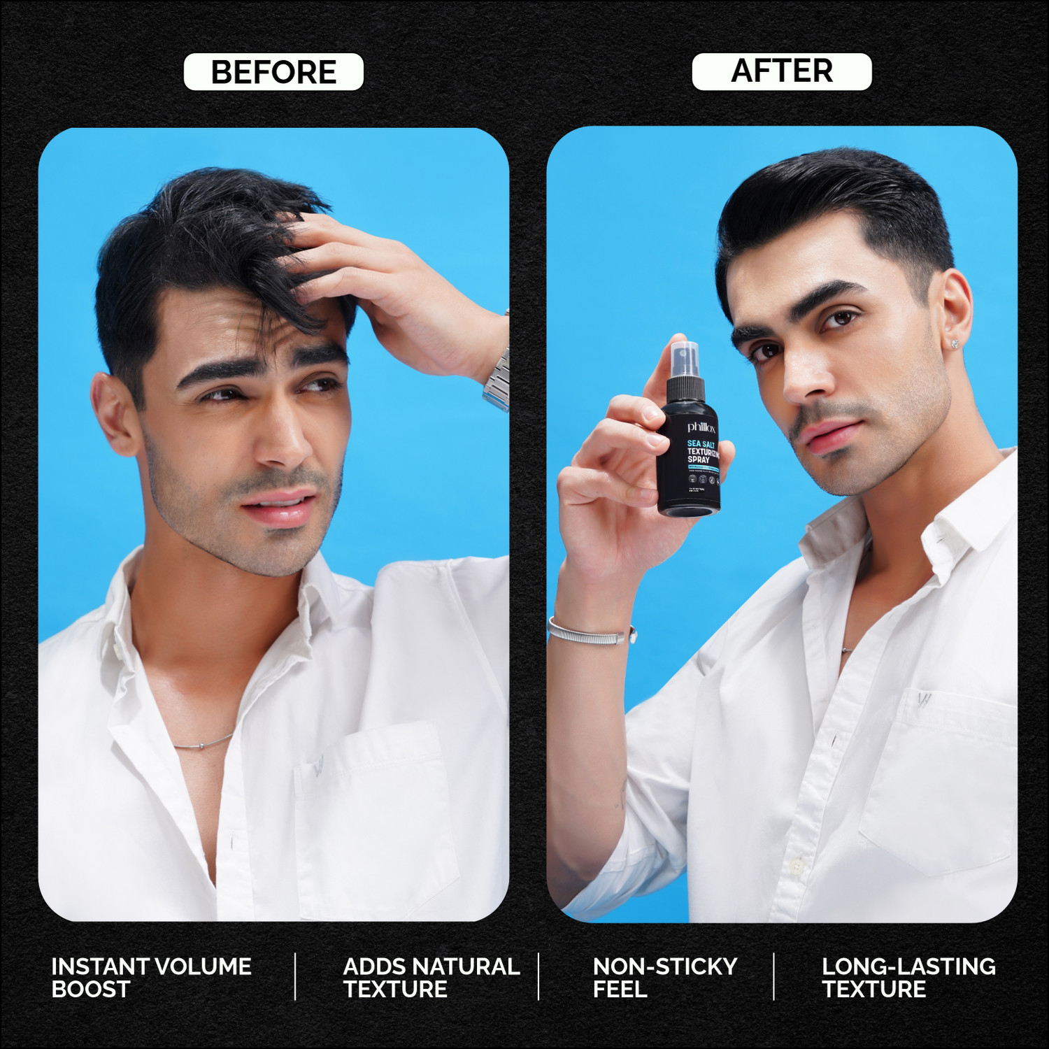 Image of Phillox Volumizing Sea Salt Hair Spray |Instant Volume, Soft Hold & Matte Finish Hair Styler (50 ml)