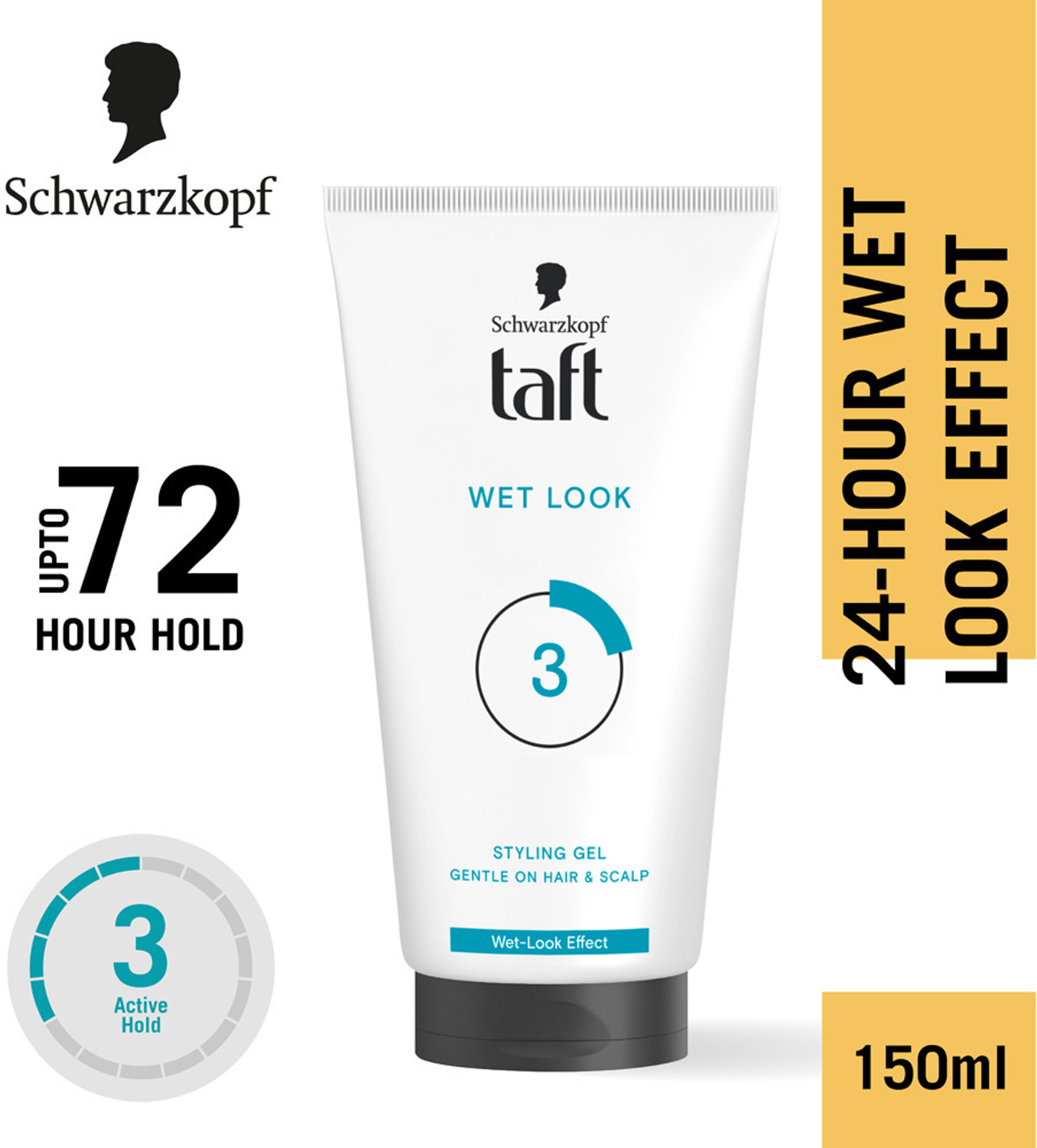 Image of Schwarzkopf Wet Hair Styling Gel For 24 Hours Shiny Wet Look Effect Hold 3, Non-Sticky Hair Gel