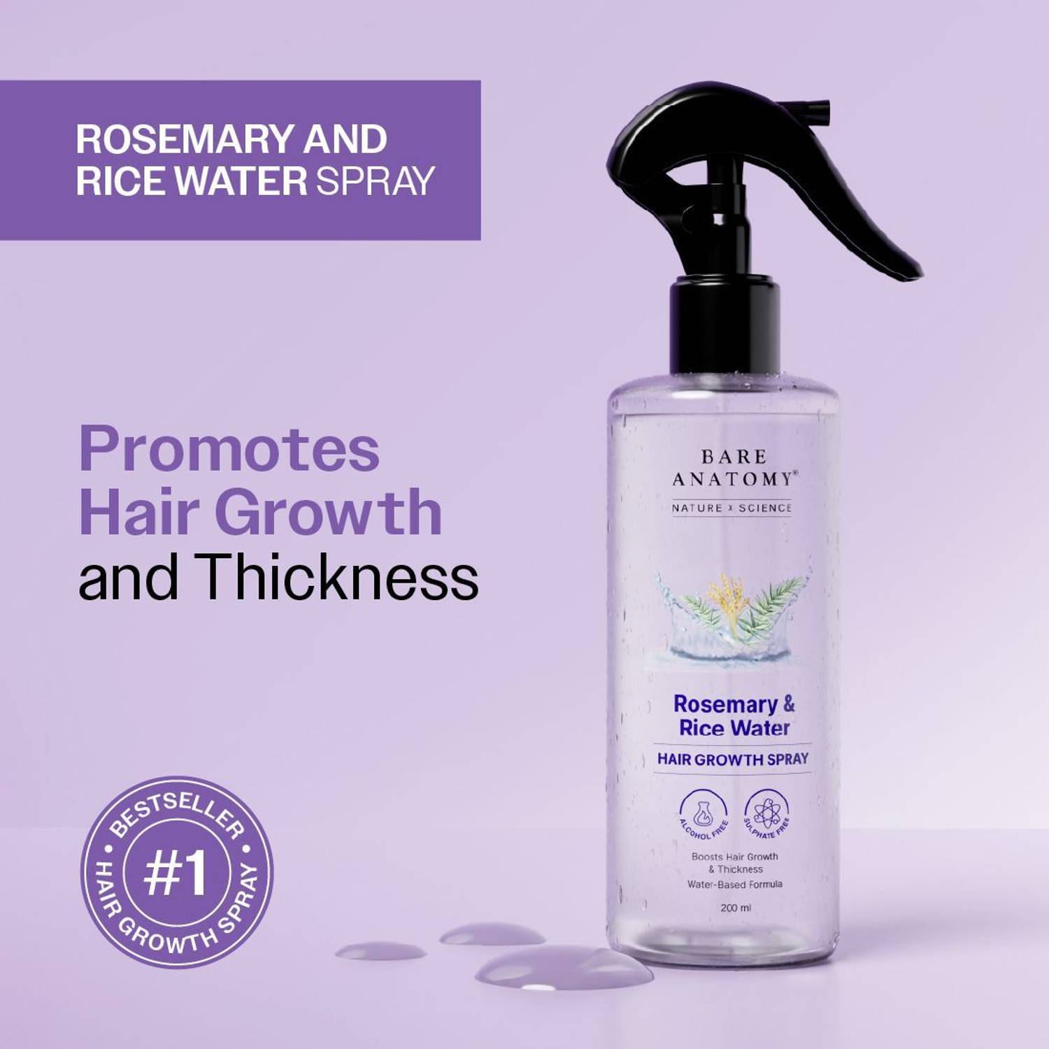 BARE ANATOMY Rosemary Water Spray for Hair Growth