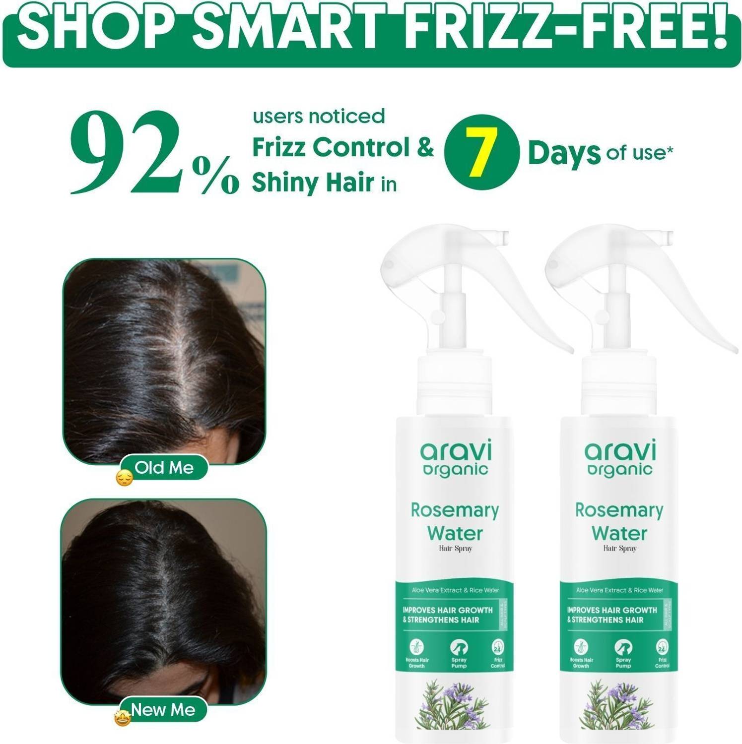 Aravi Organic Rosemary Water for Natural Scalp Treatment & Healthy Thicker Hair Spray