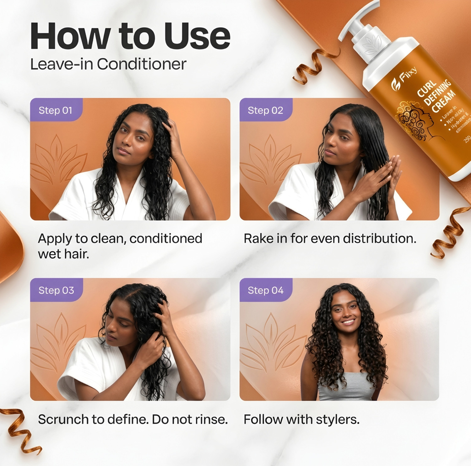 Image of FLIXY Curl Defining Cream - Leave-In Frizz Control & Hydrating Curl Cream (250ml) Hair Cream