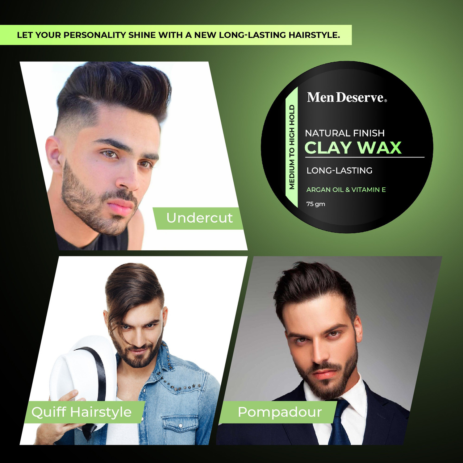 Image of Men Deserve Natural Finish Clay Hair Wax enriched with Argan Oil and Vitamin E Hair Wax