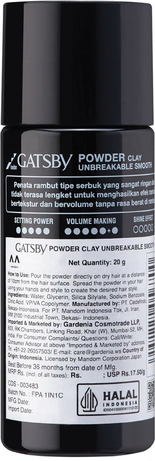 Image of GATSBY Japan Powder Clay - Unbreakable Smooth Hair Clay