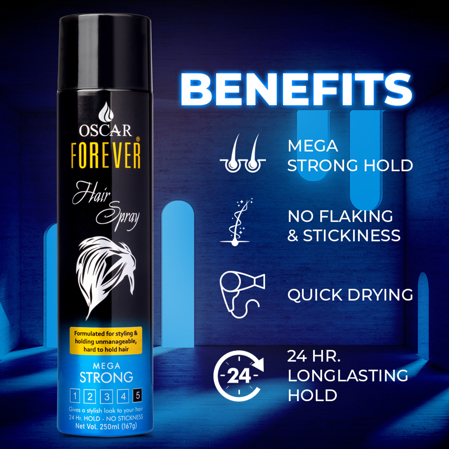 Image of OSCAR Forever Hair Spray for Quick Hair Styling and Setting Hair Spray