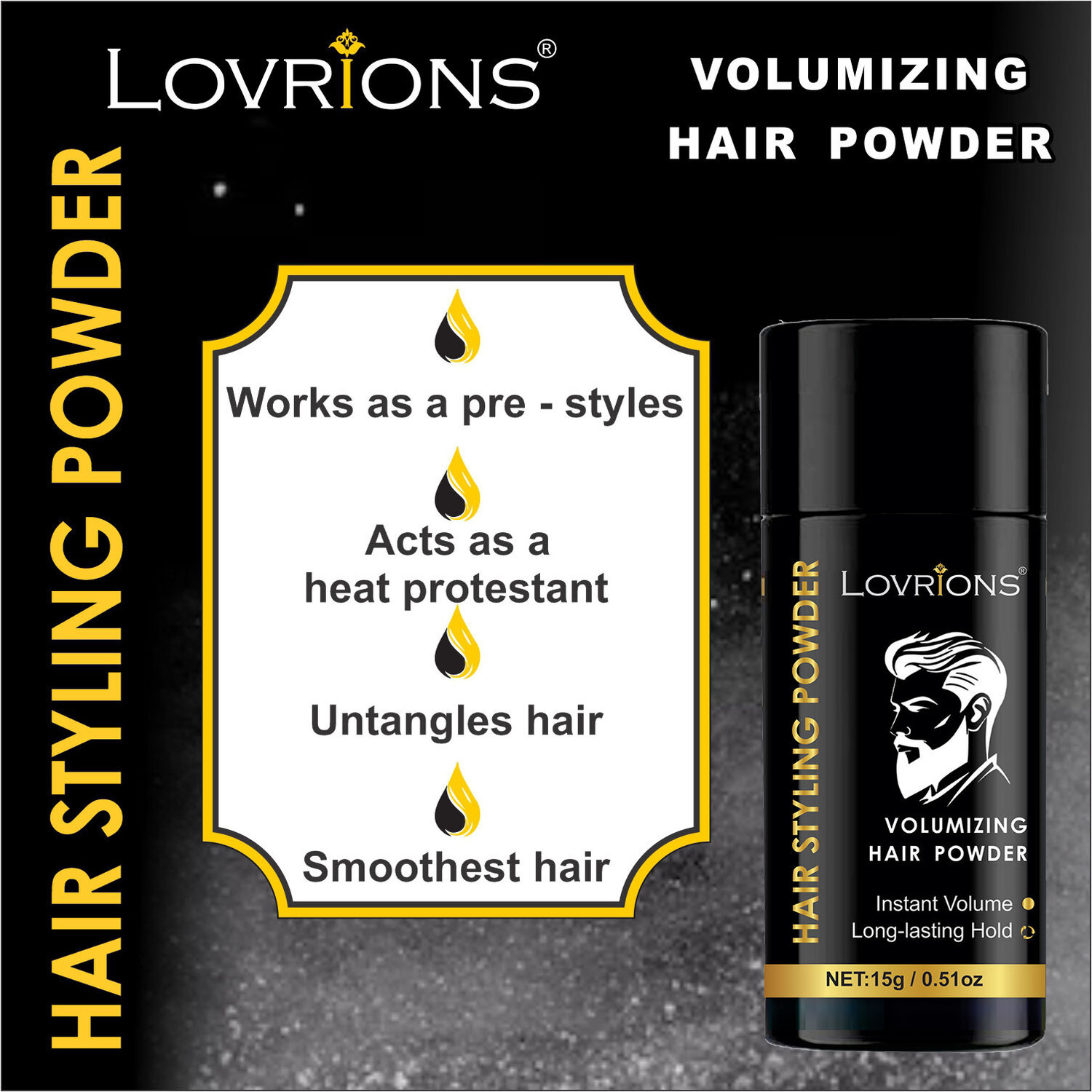 Image of LOVRIONS Hair Styling Powder | High Volume, Strong Hold, Matte Look | Hair Styler Powder Hair Powder