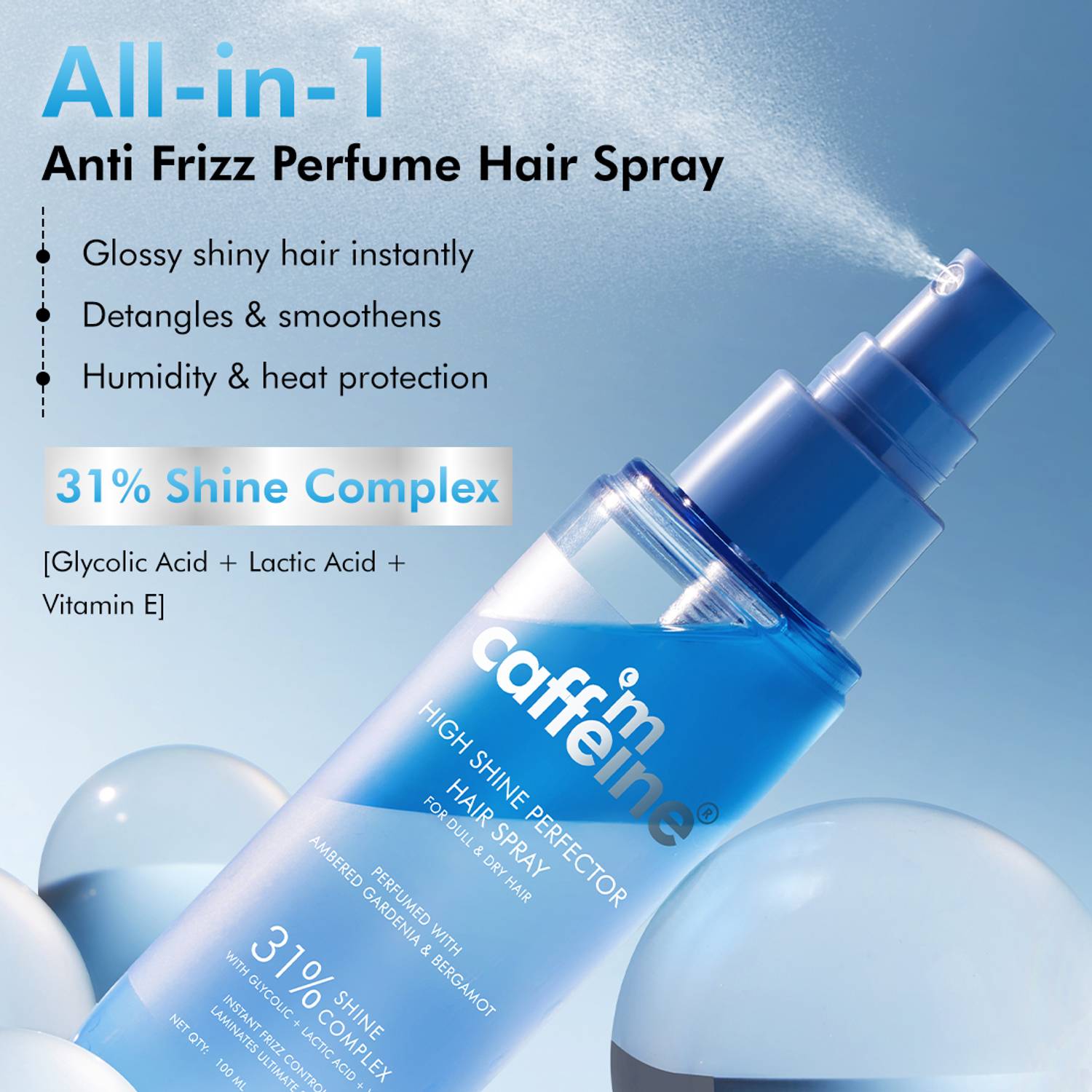 mCaffeine 5-in-1 Anti-Frizz Perfume Hair Spray 100ml - Image 2