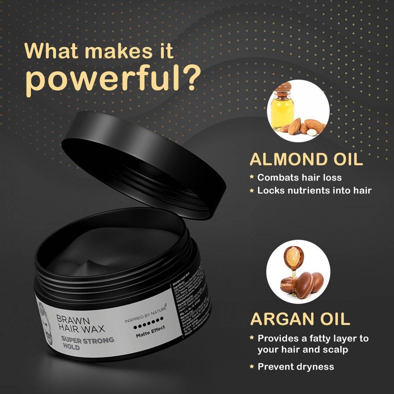 THE MAN COMPANY Brawn Hair Wax - Almond & Argan Oil 50g - Image 3