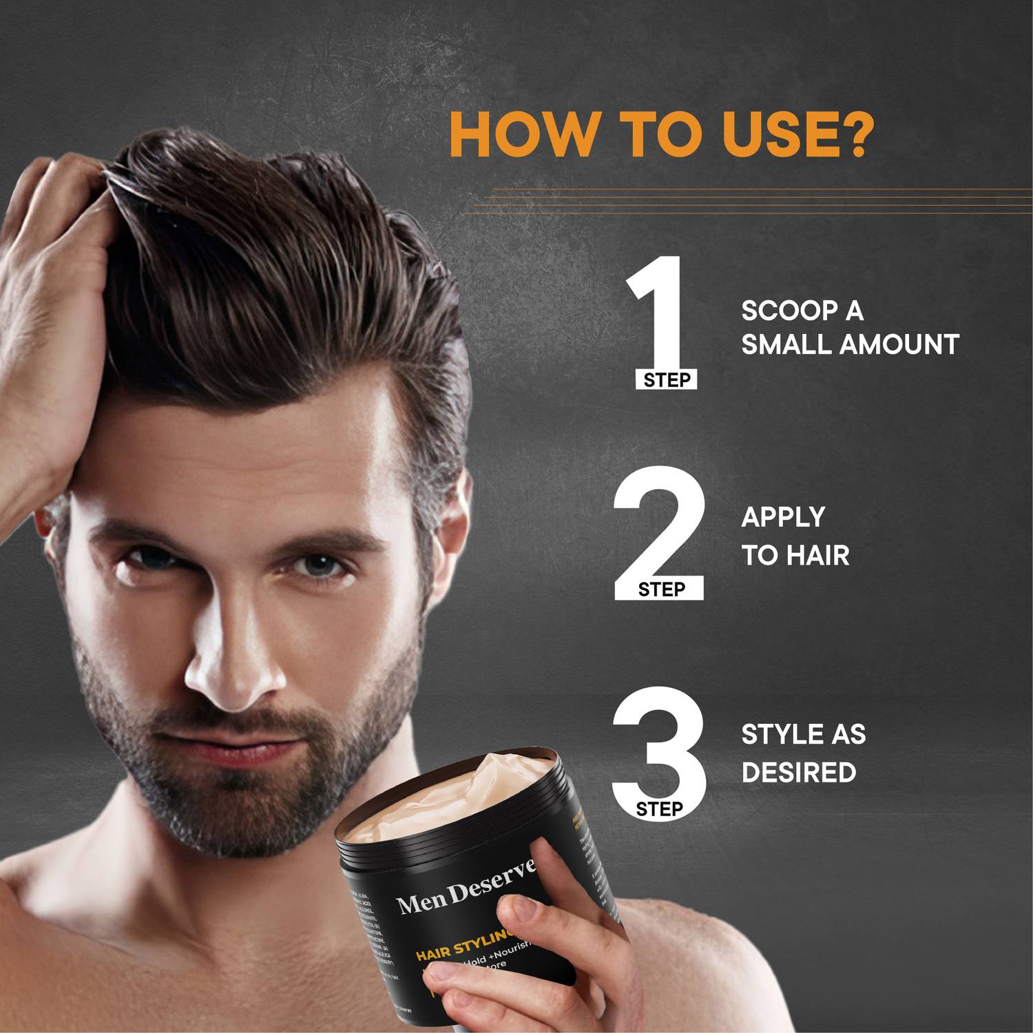 Men Deserve Hair Styling Cream (Strong Hold + Nourishment) - Image 4