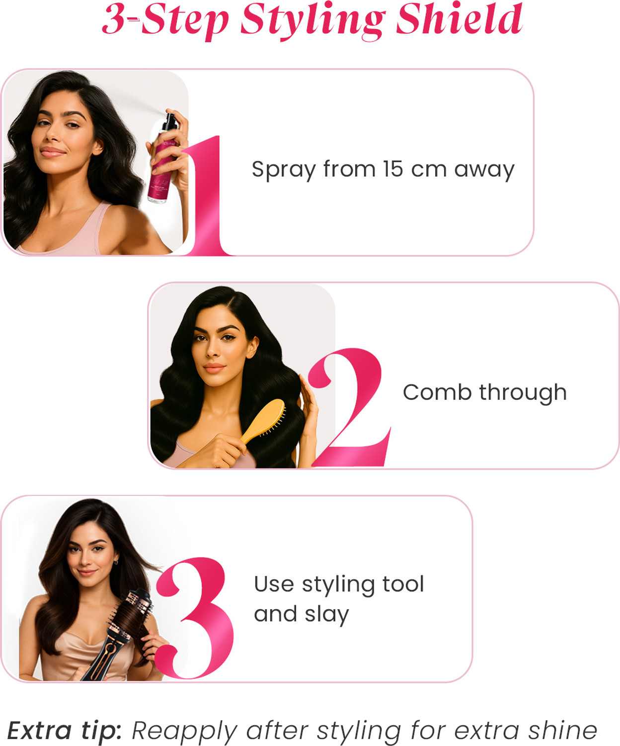 Image of MakeMeeBold Combo of 2-in-1 Hot Air Brush & Heat Protectant Spray