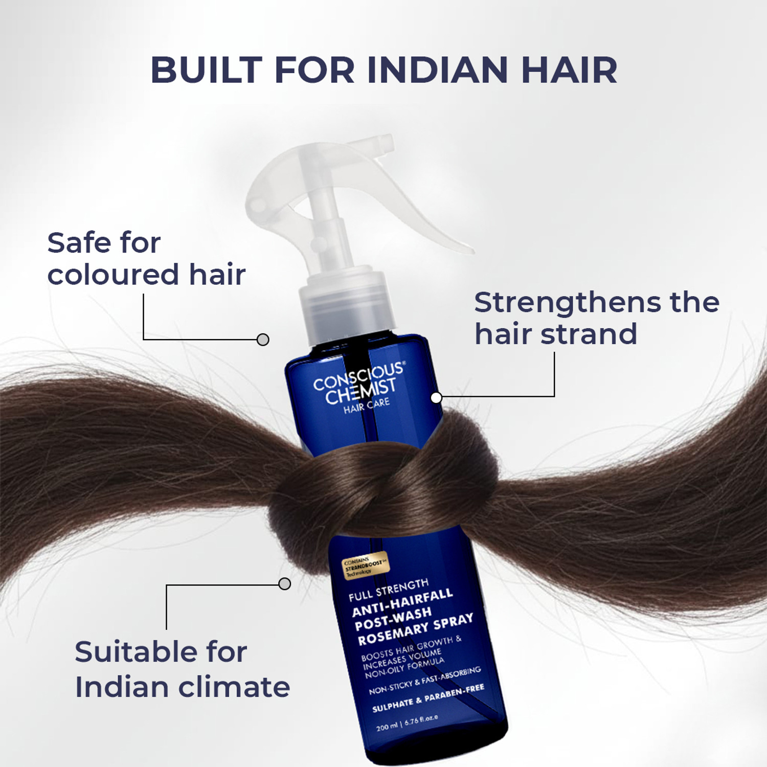 Image of Conscious Chemist Full Strength Anti-Hairfall Rosemary Spray | With Rosemary & Yeast Extract Hair Spray