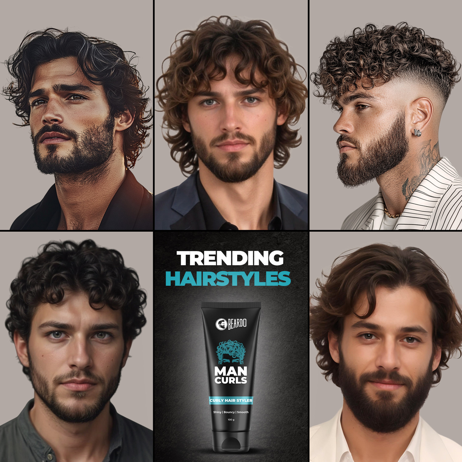 Image of BEARDO Man Curls Curly Hair Cream for Men & Hair Serum for All Hair Types (Set of 2) Hair Cream
