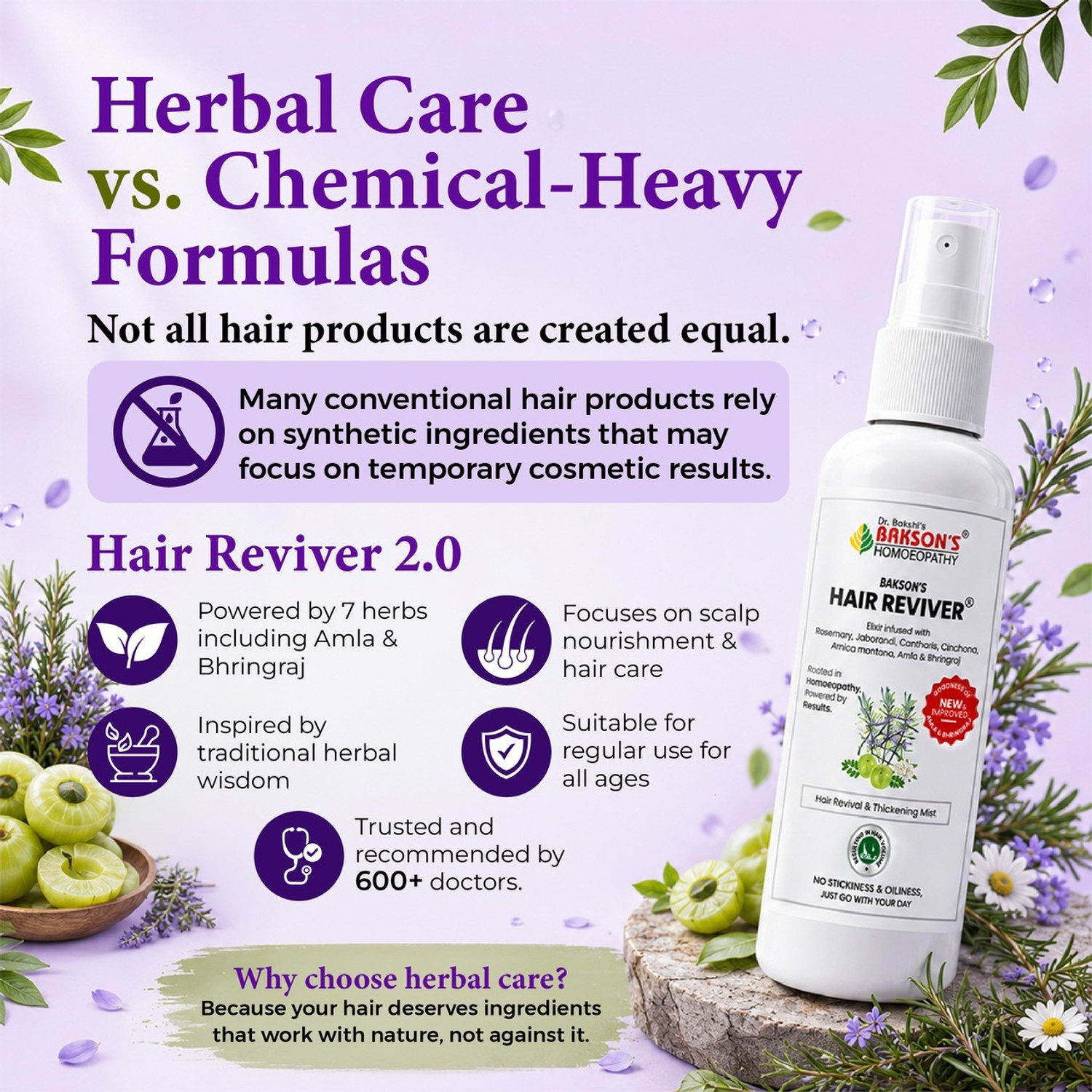 Image of Bakson Homoeopathy HAIR REVIVER-Daily Nourishing Hair Spray (100 ml)