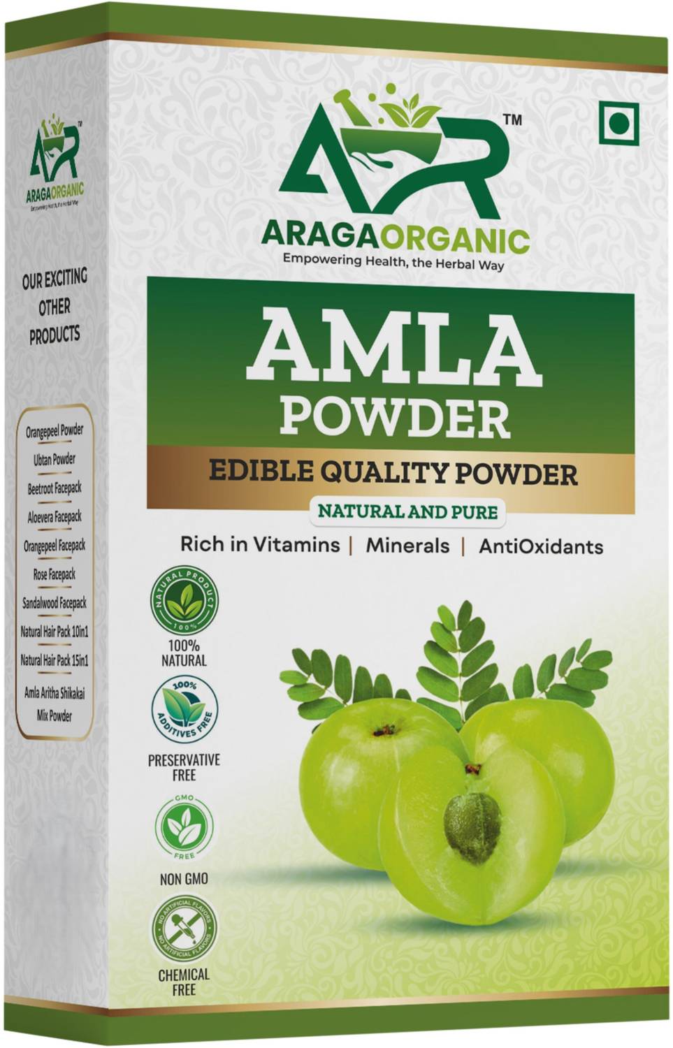 Araga Organic Amla Powder For Hair Growth, Eating & Drinking