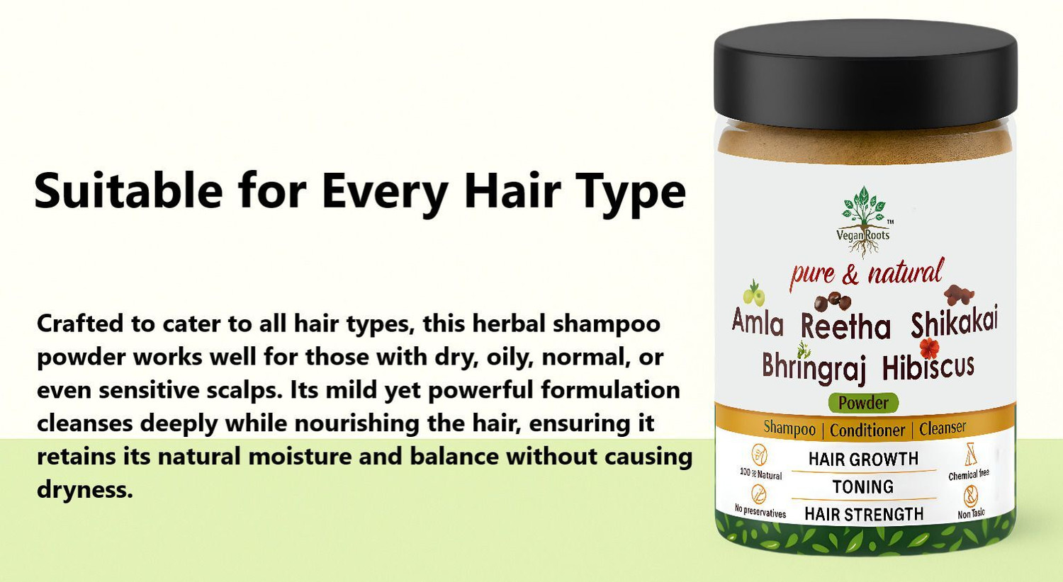 Image of VEGAN ROOTS Natural Shampoo with Amla Reetha Shikakai Bhringraj Hibiscus combo