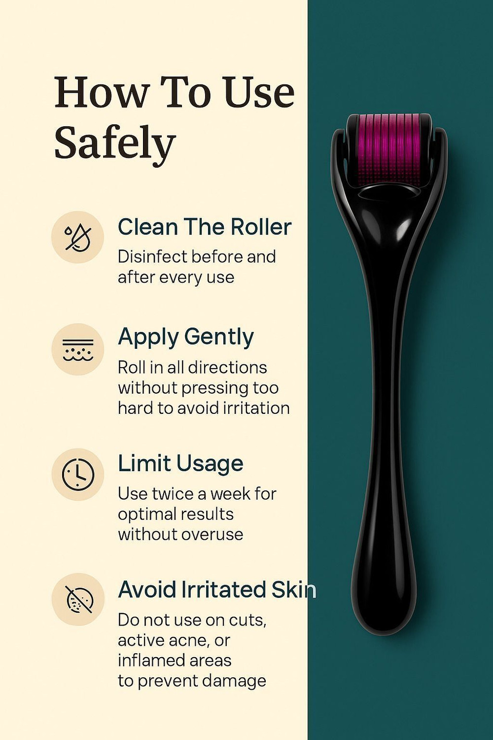 Image of Rudsaa Derma Roller 0.5mm for Face, Hair & Beard Growth | 540 Titanium Microneedle Tool