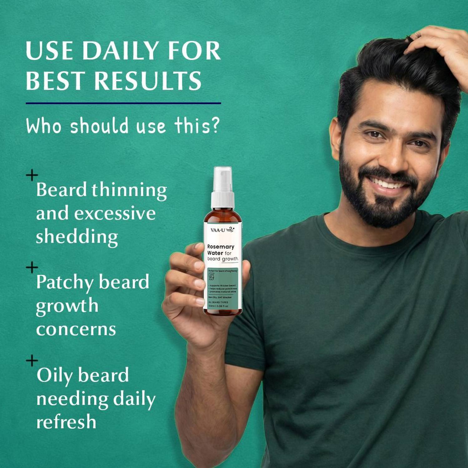 VAA-U Rosemary Beard Spray with Derma Roller - Image 4
