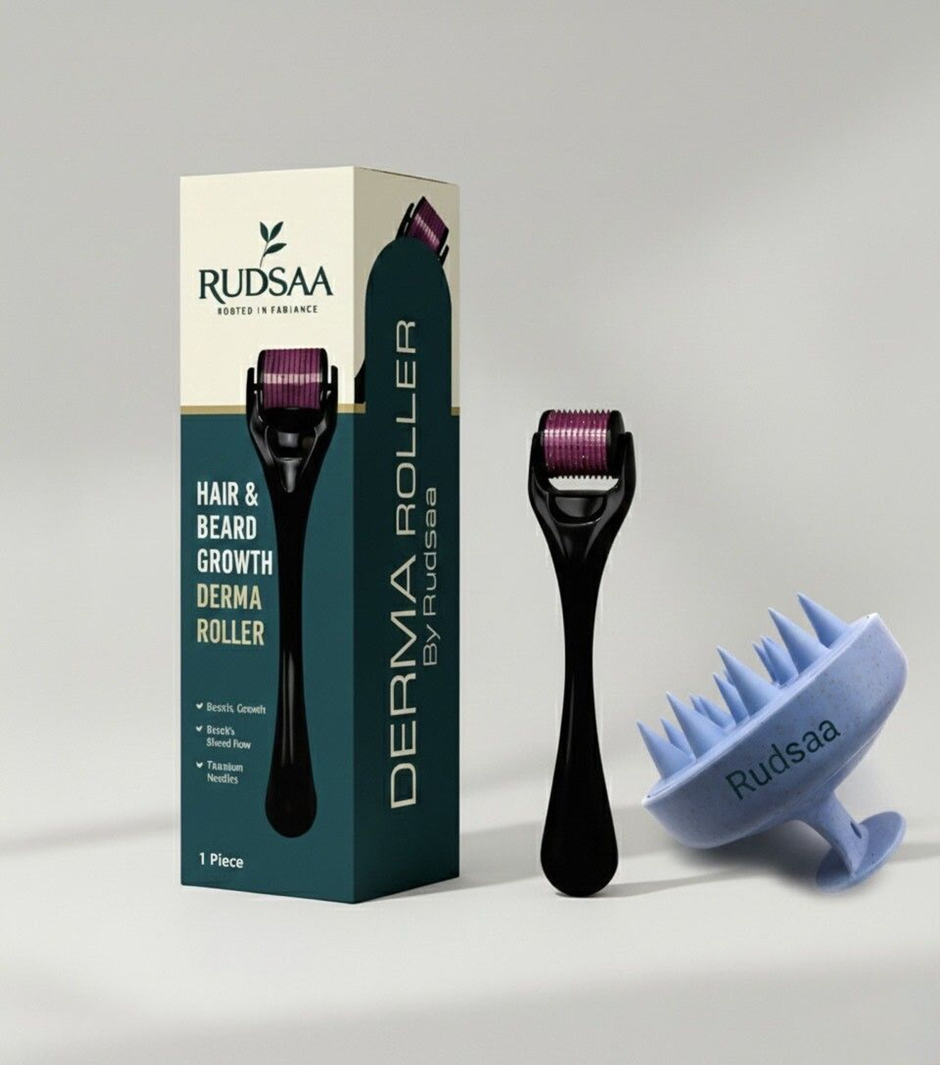 Image of Rudsaa Hair Growth Combo: Derma Roller + Scalp Massager | Beard & Scalp Care Set