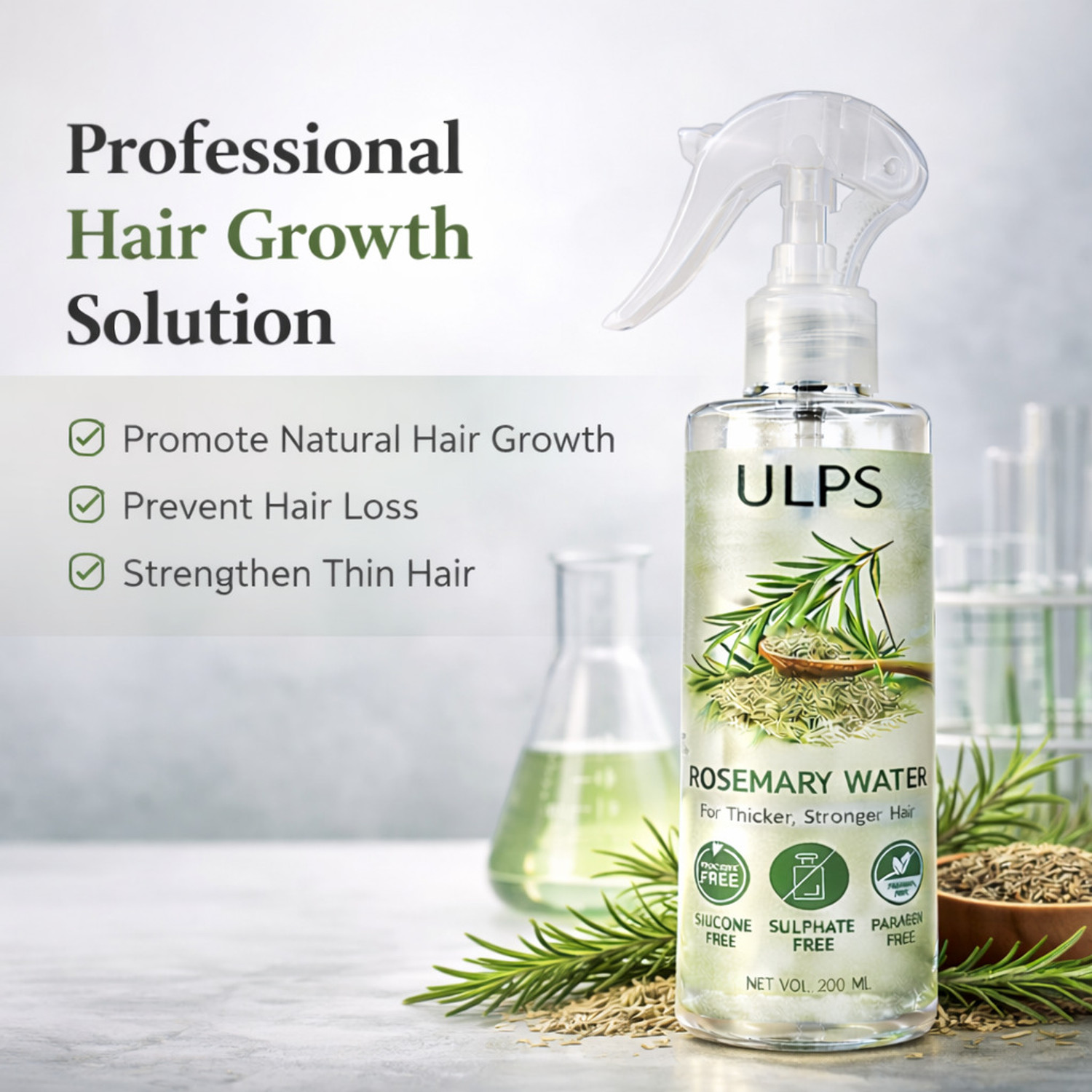 Image of Mornlix U-ALPS Ayurvedic Rosemary Water Spray for Hair Growth and Thickness