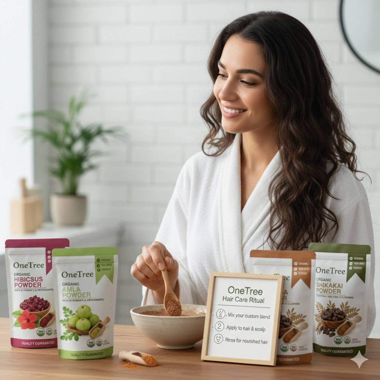 Onetree Amla, Reetha, Shikakai, Hibiscus, Bhringraj Powder for Hair - Image 2