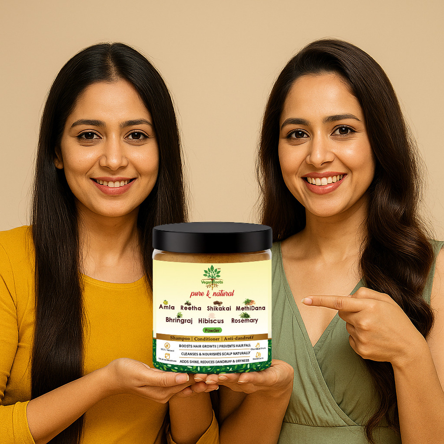 Image of VEGAN ROOTS Natural Shampoo With Amla Reetha Shikakai Bhringraj Hibiscus Meth idana Rosemary