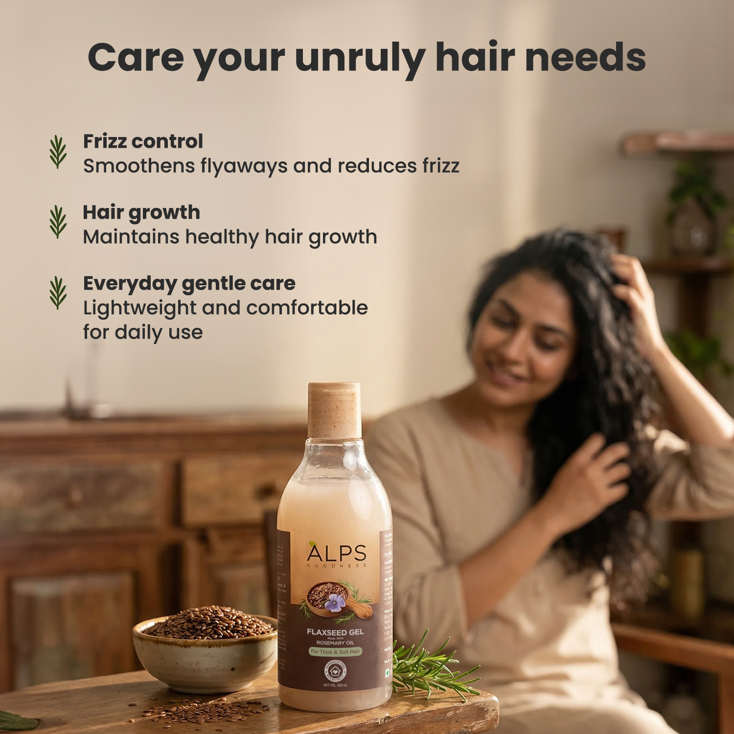 Image of Alps Goodness Rosemary, Hibiscus & Flaxseed Hair Gel | Hair Mask for Strong & Soft Hair