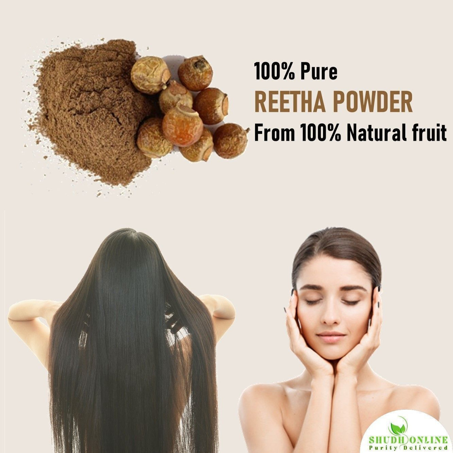 Image of Shudh Online Reetha Powder for Hair Growth Organic Seedless | Soapnut Powders | Kunkudukayalu