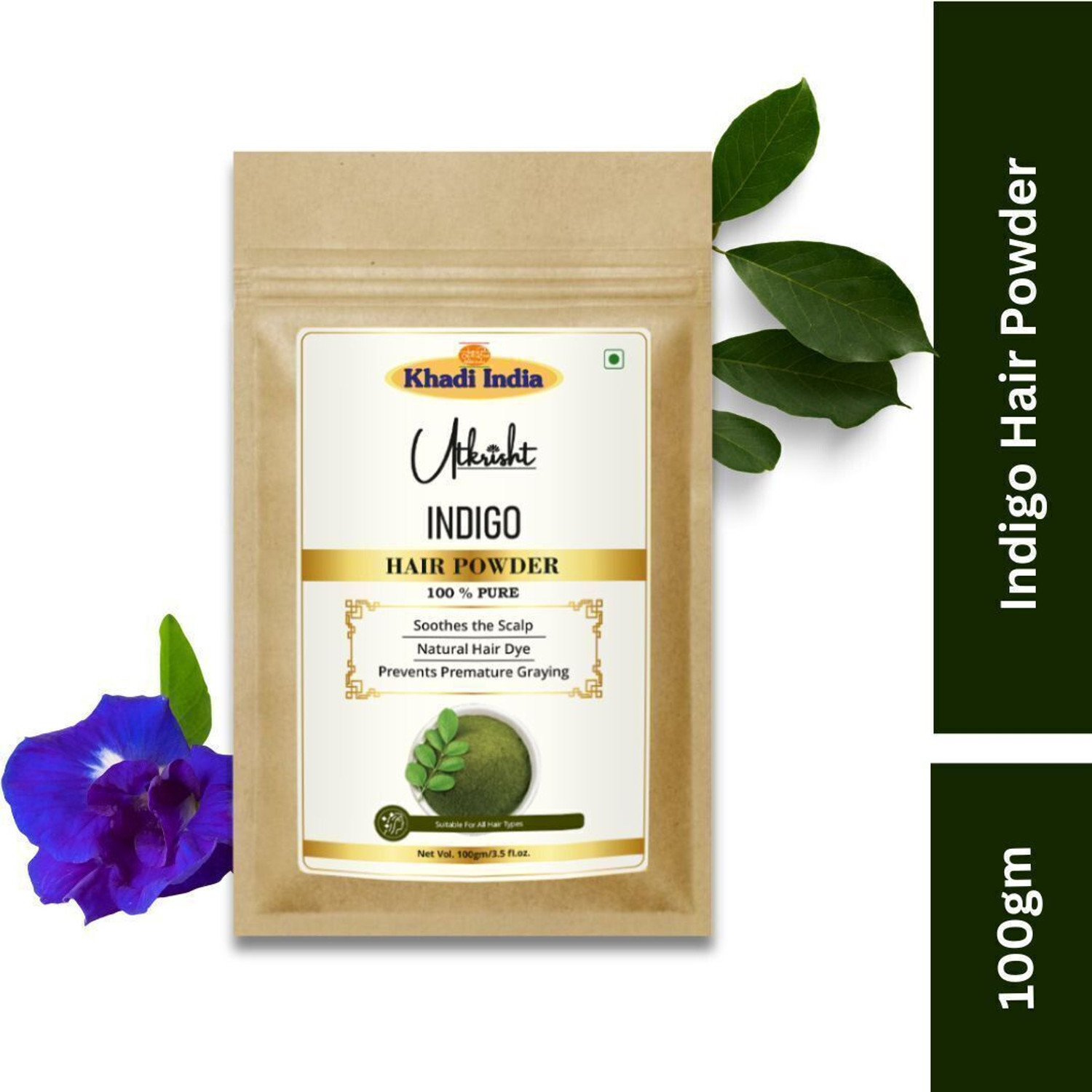 Image of Utkrisht Indigo Leaf Powder for Black hair | Natural hair color, Chemical free