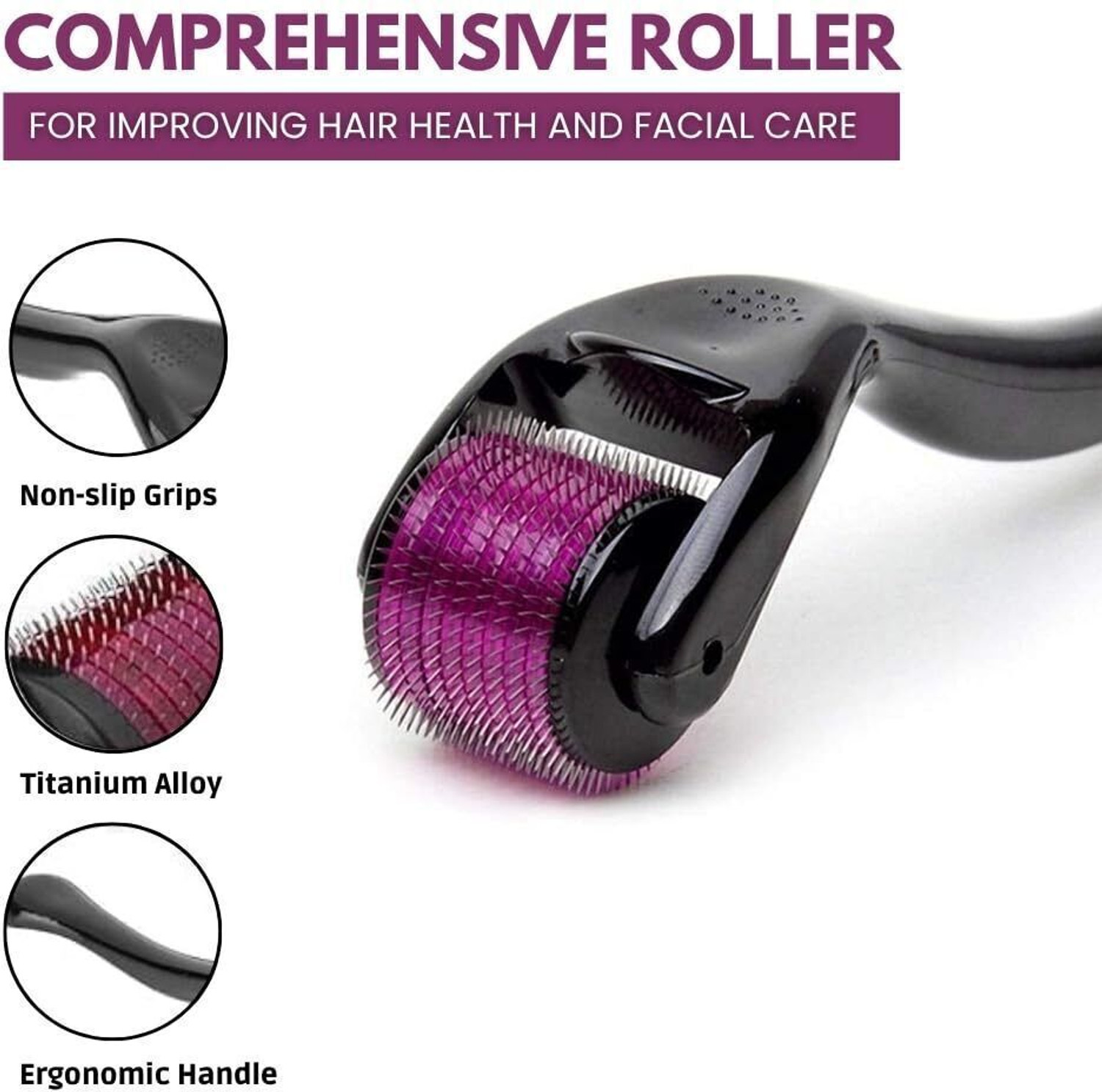 Image of UNVELIS Derma roller 0.5mm for hair & beard growth| 0.5 mm Titanium 540