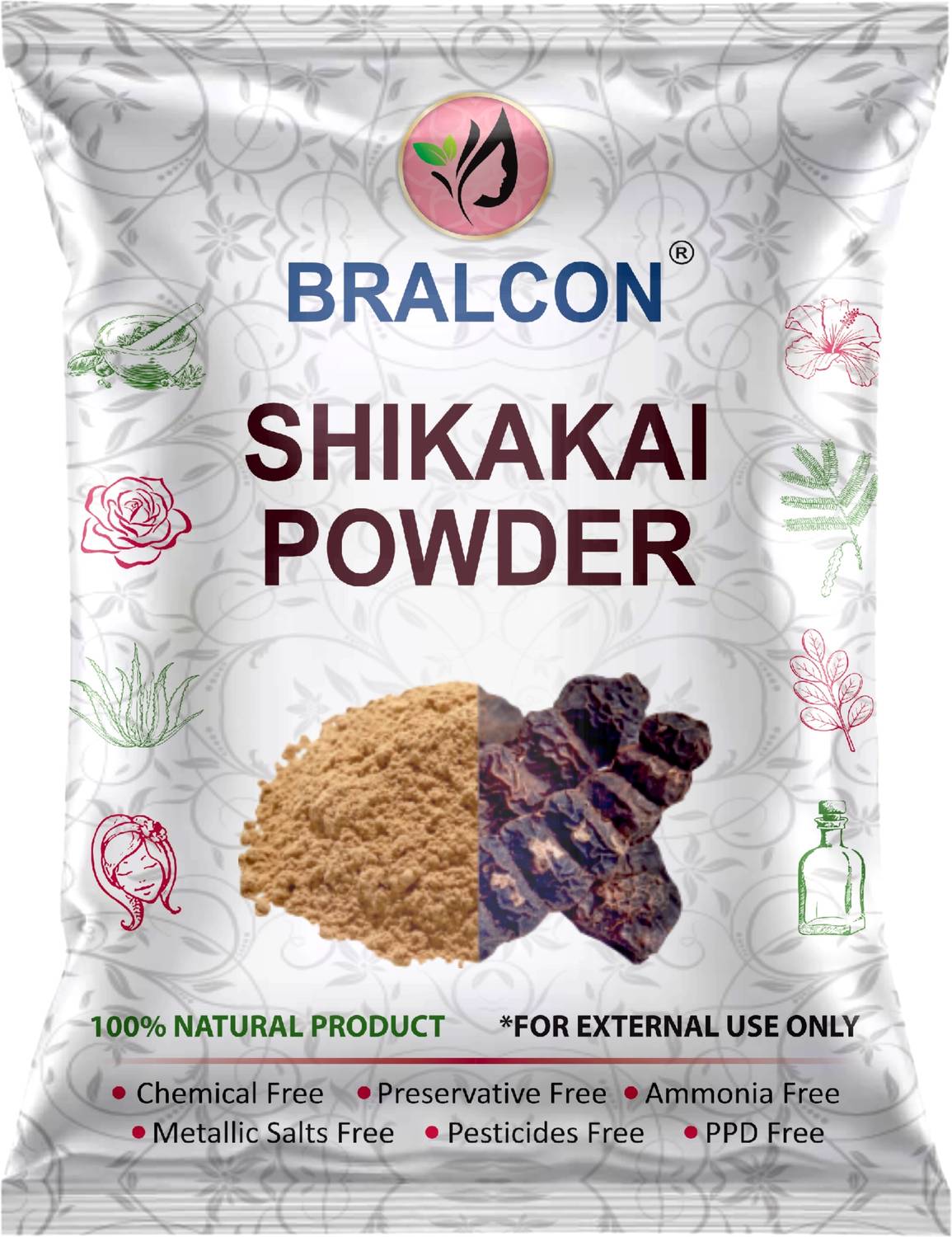 BRALCON Shikakai Powder for Frizzy, Soft & Shiny Hair - Natural Cleanser (100g)